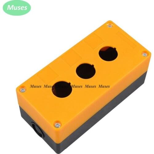 Yellow 3 Holes Push Button Control Station Switch Box Waterproof Push Button Box 150*71*64mm