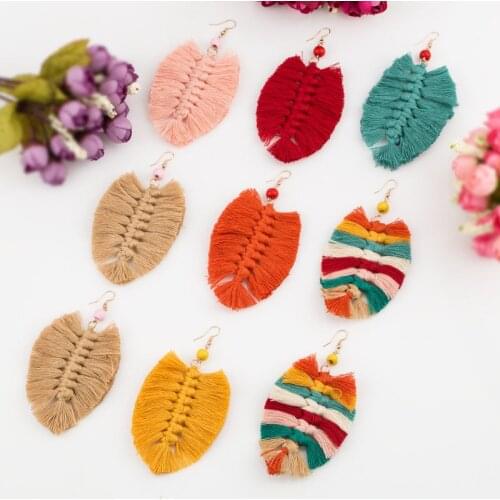 Sehuoran Statement Handmade Oorbellen Bohemian Tassel Silk Thread Earrings For Women New Design Fashion Leaf Accessories Gifts