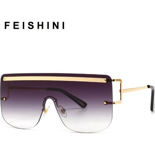 FEISHINI Celebrity Luxury Classic Eyewear Quality Sunglasses Oversized Original Brand Designer Pierced Sun Glasses Women Vintage