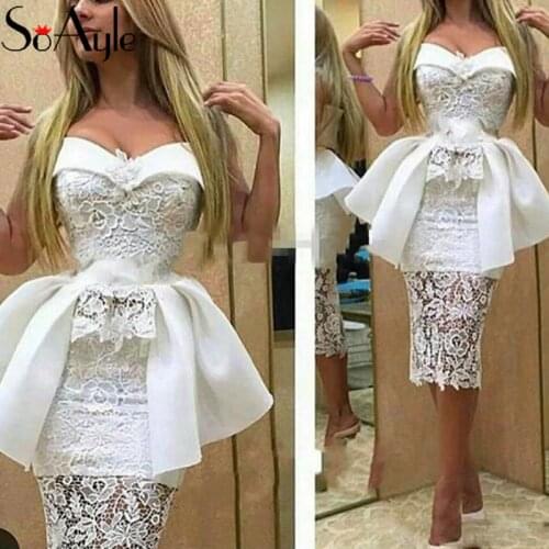 SoAyle 2019 Cocktail Dresses for Women Lace Sweetheart Knee Length Gorgeous Vestidos De Festa Evening Gowns