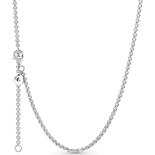 Authentic 925 Sterling Silver Role Fashion Chain Necklace Fit Pandora Women Bead Charm Gift DIY Jewelry