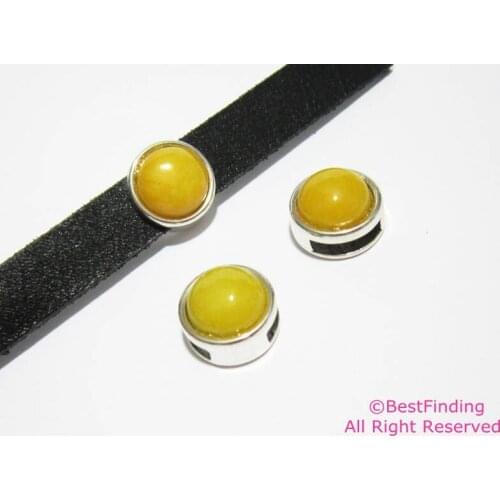 10mm Flat leather findings topaz embellish 10x2mm leather slider -FR07