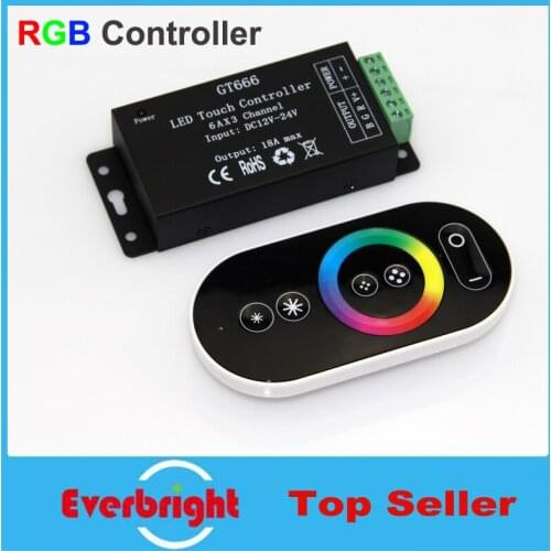 10pcs/lot 12-24V 18A 6 Keys RGB RF led touch remote controller led strip 433 iron controller GT666 for RGB Led Strip light