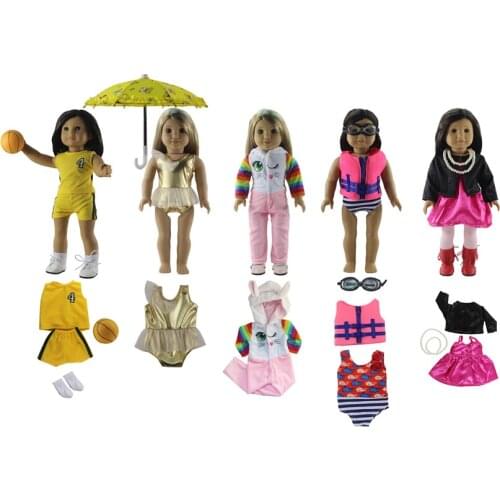 5 PCS Different Colors and Styles Doll Clothes+Other Accessories(Not including shoes) for 18'' American Bitty Baby Doll S22