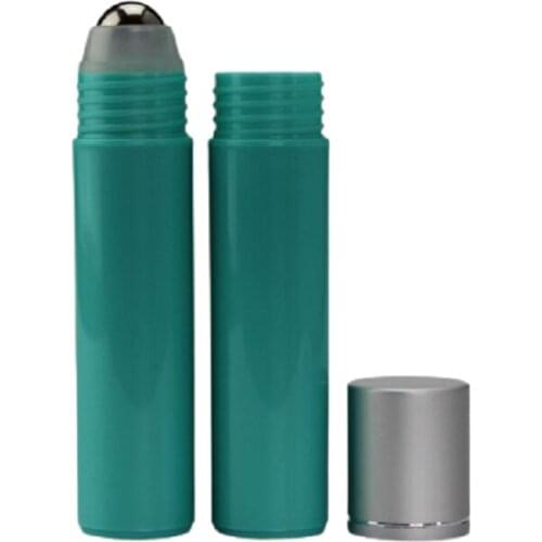 100pcs 30ML PP Plastic Roller ball Aromatherapy Bottle Roll on bottles for essential oils Stainless Steel Roller ball Gree color