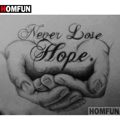 HOMFUN Full Square/Round Drill 5D DIY Diamond Painting "Hand text" 3D Embroidery Cross Stitch 5D Home Decor A01041