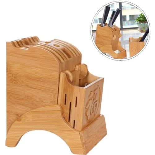 Kitchen Bamboo Knife Holder Chopsticks Storage Shelf Storage Rack Tool Holder Bamboo Knife Block Stand Kitchen Accessories