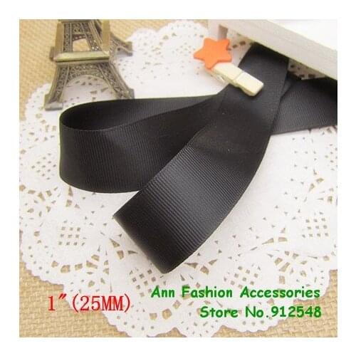 Free shipping/Wholesale 1" (25mm) black Solid Grosgrain Ribbon,lwd2512