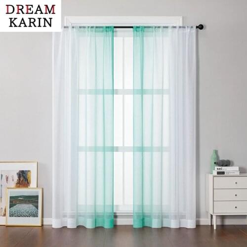 DK Gradient Lake Blue Tulle Curtains for Living Room Bedroom Height 400cm Organza Voile Curtains Window Treatment Panels Drapes