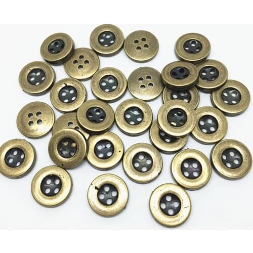 100pcs 13mm Plastic Material Antique Brass Round Buttons Sewing Clothing 4 Holes Accessories Button DIY Scrapbooking Crafts