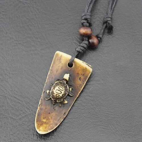 Cool Imitation Bone Carved New Zealand Maori Tongue Lovely Turtle Pendant Surfing Necklace tt29