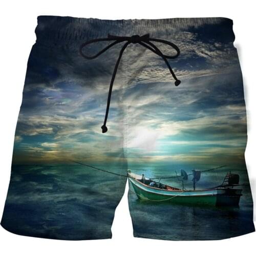 2021 Summer Fashion Fishing Beach Pants 3D Printed Board Shorts Elastic Waistband Beach Shorts Loose Mens Shorts