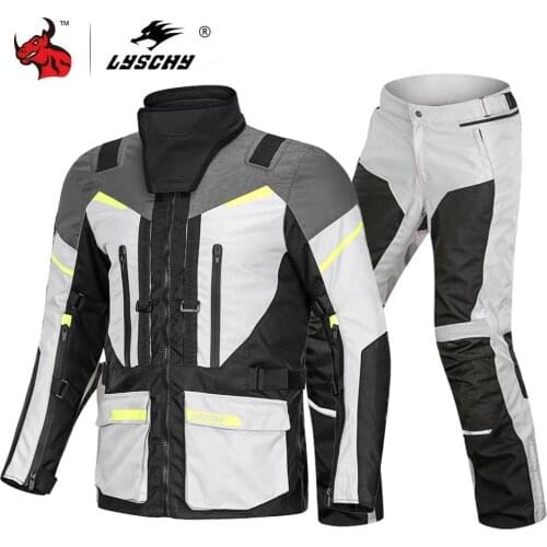 LYSCHY Motorcycle Jacket Pants Suit Autumn Winter Waterproof Cold-proof Motorbike Riding Moto Jacket Touring CE Protective Gear