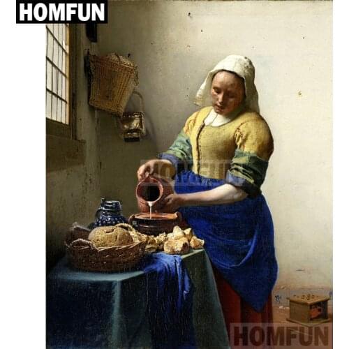 HOMFUN Full Square/Round Drill 5D DIY Diamond Painting "Pouring milk" Embroidery Cross Stitch 5D Home Decor Gift A01896