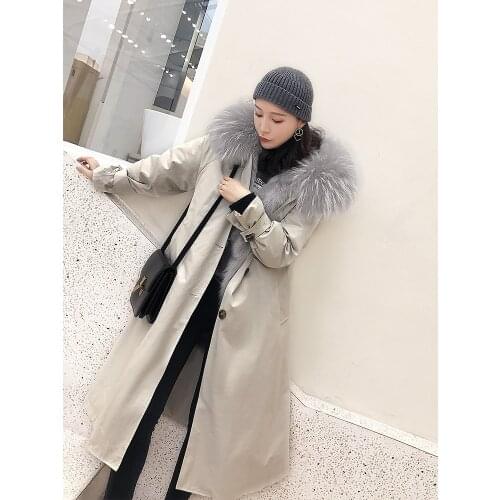 2020 New Female Winter Coat Women Plus Size Fur Liner Fox Fur Parka Bat Sleeved Rex Rabbit Fur Coat Mid-length Detachable Warm