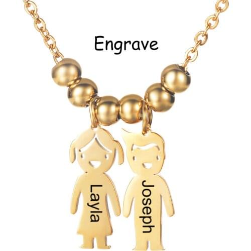 2019 New Fashion Personalized Kids Girl and Boy Pendant Necklace Custom Name Date For Mom & Kids Family Jewelry Gift SL-142