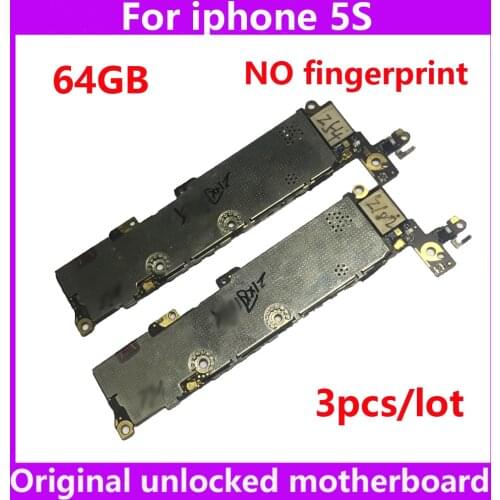 3pcs/lot wholesale price 64GB original mainboard for iphone 5S IOS system logic board without touch ID motherboard Clean iCloud