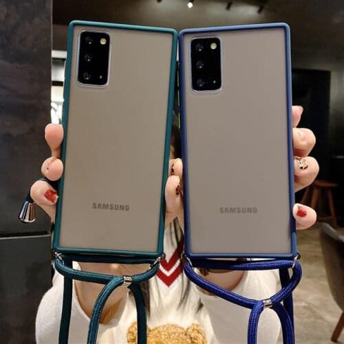 Matte Translucent Camera Protection Bumper Case for Samsung A10 A20S A20 A30 A40 A60 A70 A42 M51 Lanyard Hanging Rope Soft Cover