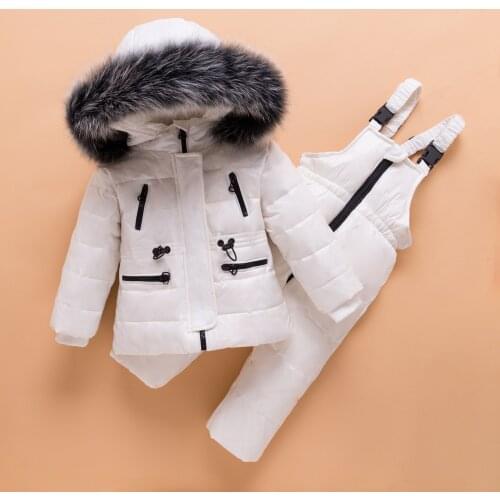 New 2020 Winter Fashion Children Boys Clothes Set Down Jacket Coat + Overalls For Girl Kids Baby Girl Thicken Warm Snowsuit W650