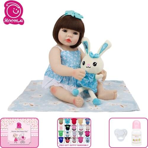 Hoomai Realistic Newborn Baby 18 '' Full Silicone Body Lifelike Bebe Reborn Dolls For Children Birthday Gift Toy
