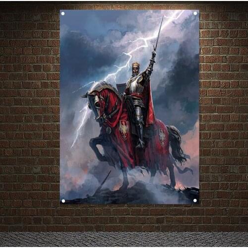 Order of the Temple Banners Flag Wall Art Vintage Crusaders Posters Canvas Painting Knights Templar Armor Wallpaper Home Decor 6