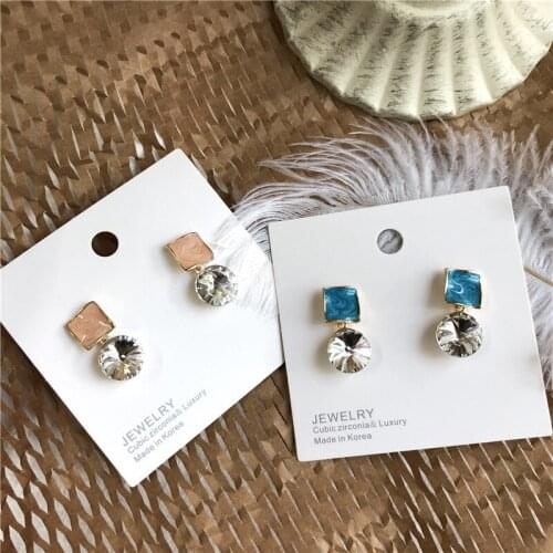 Colorful Cubic Zircon Big Round Earrings Clip Korean Fashion Shiny No Hole Earring