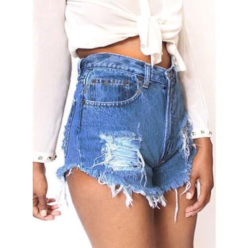 Womens denim shorts sexy loose womens jeans 2021 new fashion retro ripped five-point pants summer thin casual streetwear