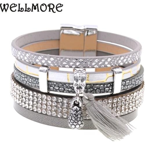 WELLMORE women bracelets fashion Leather bracelets BOHO charm bracelets for women party jewelry wholesale drop shipping