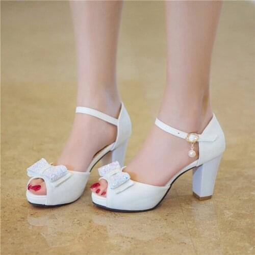 Big Size high heels sandals women shoes woman summer ladies Fishmouth Waterproof Table High-heeled Sandals Woman