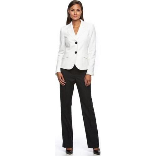White Single Breasted Business Pant Suits for Women Plus Size Ladies Pantsuit Blazer+Pants for Work Pantsuit for Wedding Party