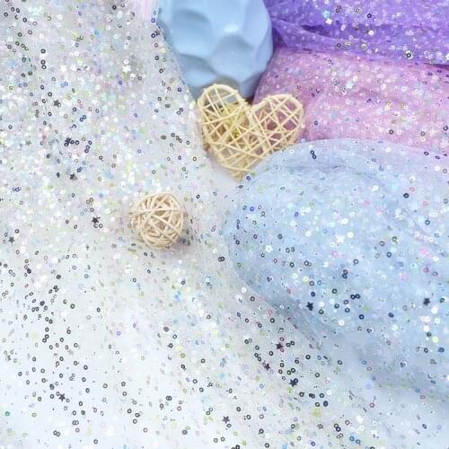 Star Moon sequins mesh fabric stage performance clothing fabric wedding room decoration mesh gauze photo background cloth