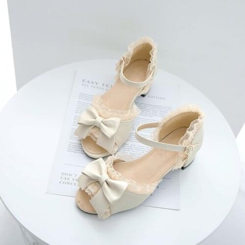 2020 sweet Lolita Shoes Bow Sweet Students Chunky-Heel Fairy Sized Yard Fish Head Sandals