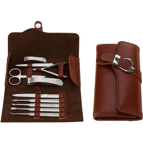 10 Pcs/Set Stainless Steel Manicure Tools Set Nails Clipper Scissors Professional Pedicure Kit Manicure Tool Travel Case