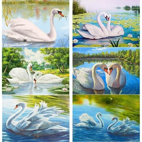 New 5D DIY Diamond Painting Swan Lake Diamond Embroidery Animal Cross Stitch Full Square Round Drill Crafts Art Gift Home Decor