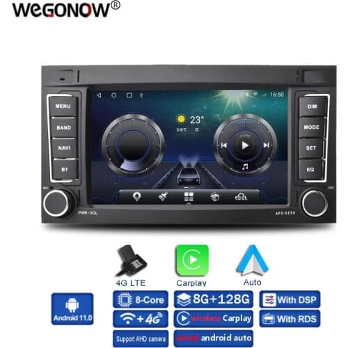 Carplay 7" IPS DSP Android 10.0 6GB + 128GB Car DVD Player GPS WIFI Bluetooth 5.0 Radio For VW Touareg T5 Multivan Transporter