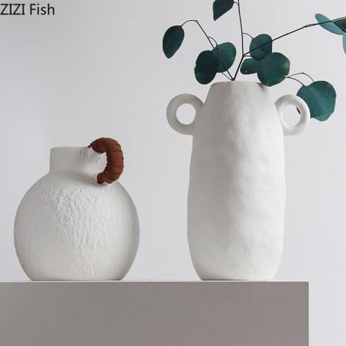 White Ceramic Vase Porcelain Flower Pots Decorative Floral Vases Artificial Flowers Hydroponics Flower Arrangement Decoration
