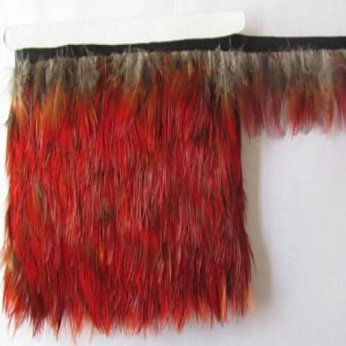 Free Shipping 2yards Red Color Natural Pheasant Feather Approx 2-3inches/5-8cm Height Feather Tirms Fringe Ribbons For Craft