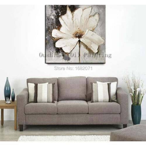 Free Shipping High Quality Good Texture Flower Oil Painting On Canvas White Flower Oil Picture For Kitchen Room Decoration