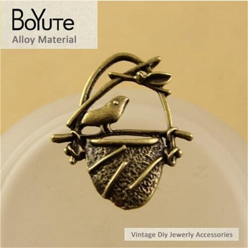 BoYuTe (50 Pieces/Lot) 23*19MM Antique Bronze Plated Matel Flower Basket Charms Zinc Alloy Bird Jewelry Findings Diy Handmade