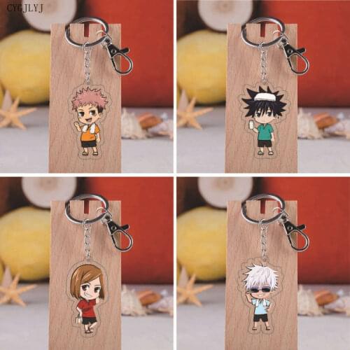 Anime Jujutsu Kaisen Keychain Cartoon Figure Yuji Itadori Gojo Satoru Pendant Acrylic Key Ring For Women Men Jewelry Wholesale