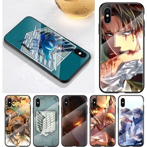 Attack on Titan For Apple iPhone 12 11 8 7 6 6S XS XR SE X 2020 Pro Max Mini Plus Tempered Glass Phone Case