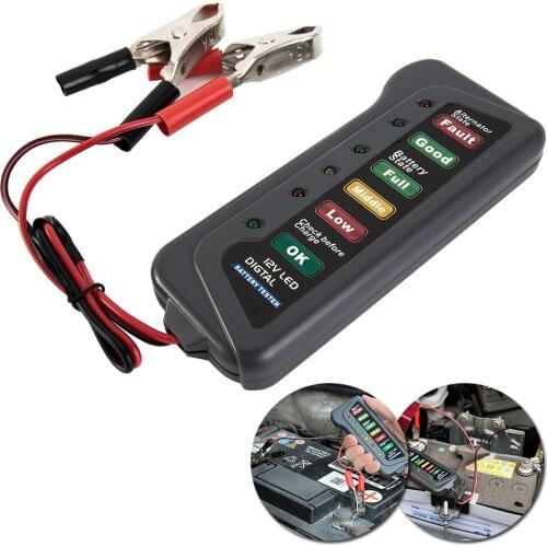6 LED Lights Display Auto Car Diagnostic Tool Mini 12V Car Battery Tester Car Battery Alternator for Cars Vehicle Motorcycle