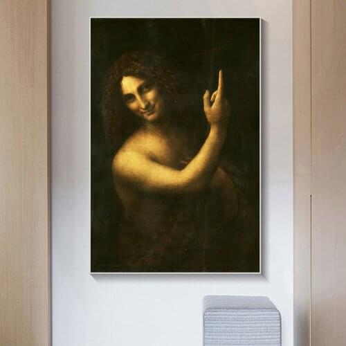 Saint John the Baptist Canvas Paintings on the Wall Art Posters And Prints Leonardo da Vinci Famous Classical Art Pictures