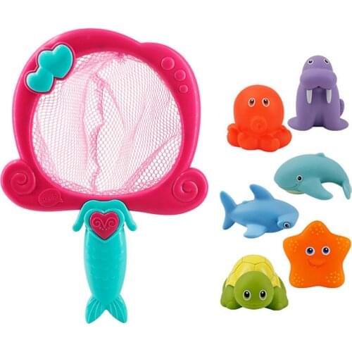 Bath Toy Fishing Games with Fish Net Safe Smooth Bathtub Toy