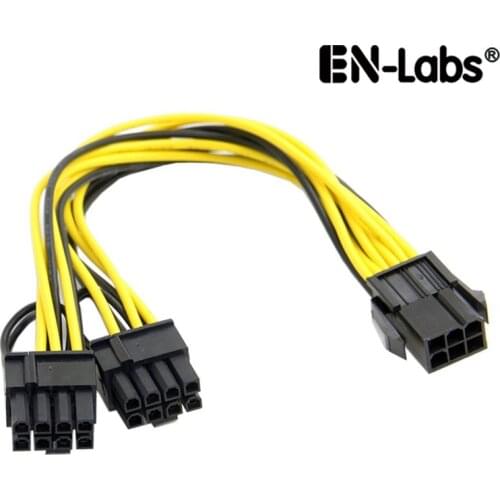 EnLabs 20CM PCIe 6pin to 2x8pin(6+2) PCI-E Power Splitter Cable,Dual PCIe 8pin Ethereum Mining Video Card GPU Power Supply Cable