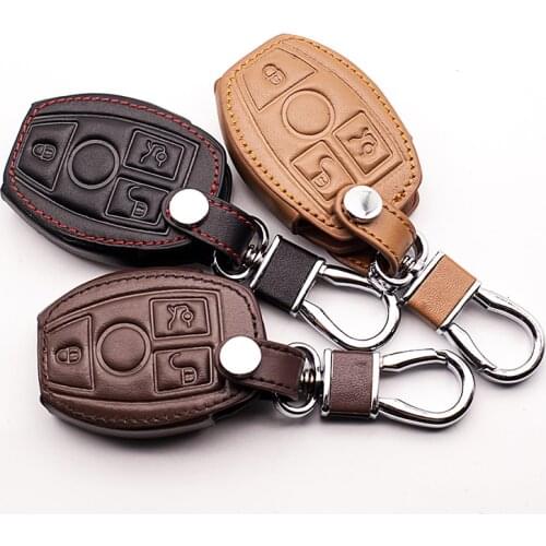 Car leather key cover car wallet for Mercedes-Benz W203 W210 W211 AMG W204 C E S CLS CLK CLA SLK car key case shell accessories
