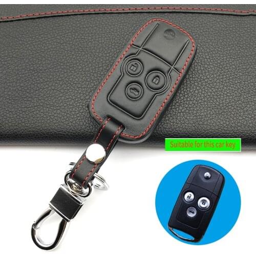Latest Top layer leather Key Case for Car Key Chain For Honda Accord City Civic Crv Element Fit Hrv Odyssey Crider Jed 3 buttons