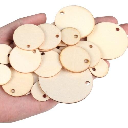 50/100 Pieces DIY Wood Round 2/3/4/5cm Circle Embellishment Hang Tags Cards Hang Crafts Blank Rings for Birthday Board Calendar