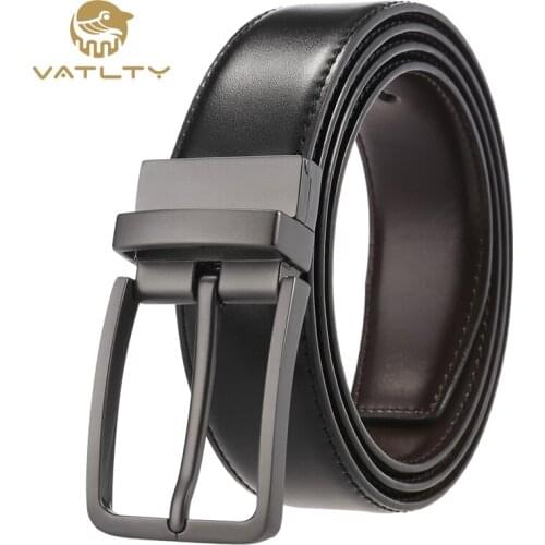VATLTY Official authentic mens leather belt casual business style 360° rotating hard metal buckle natural cowhide belts for men