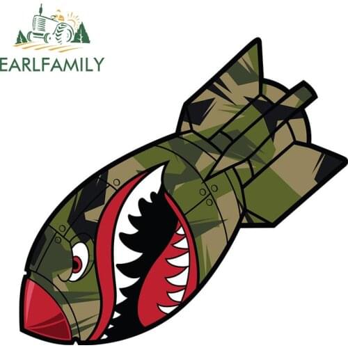 EARLFAMILY 13cm X 12.2cm for Bomb Flying Tiger Shark Mouth Decals Vinyl Car Stickers Laptop Waterproof Bumper Funny Decoration